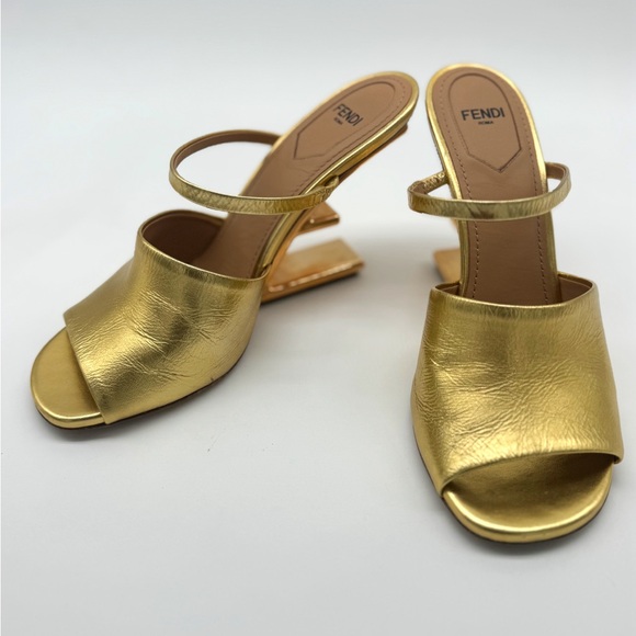Fendi First Gold F Mule Heels - Picture 2 of 9